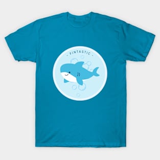 'Fintastic' Funny and Cute Shark Fish Pun Design T-Shirt